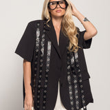 Blazer Ti.Amo Faixas Aplicadas Com Argolas