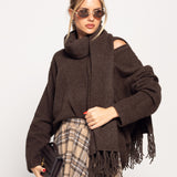 Camisola Ti.Amo De Malha Mistura De Lã Com Echarpe