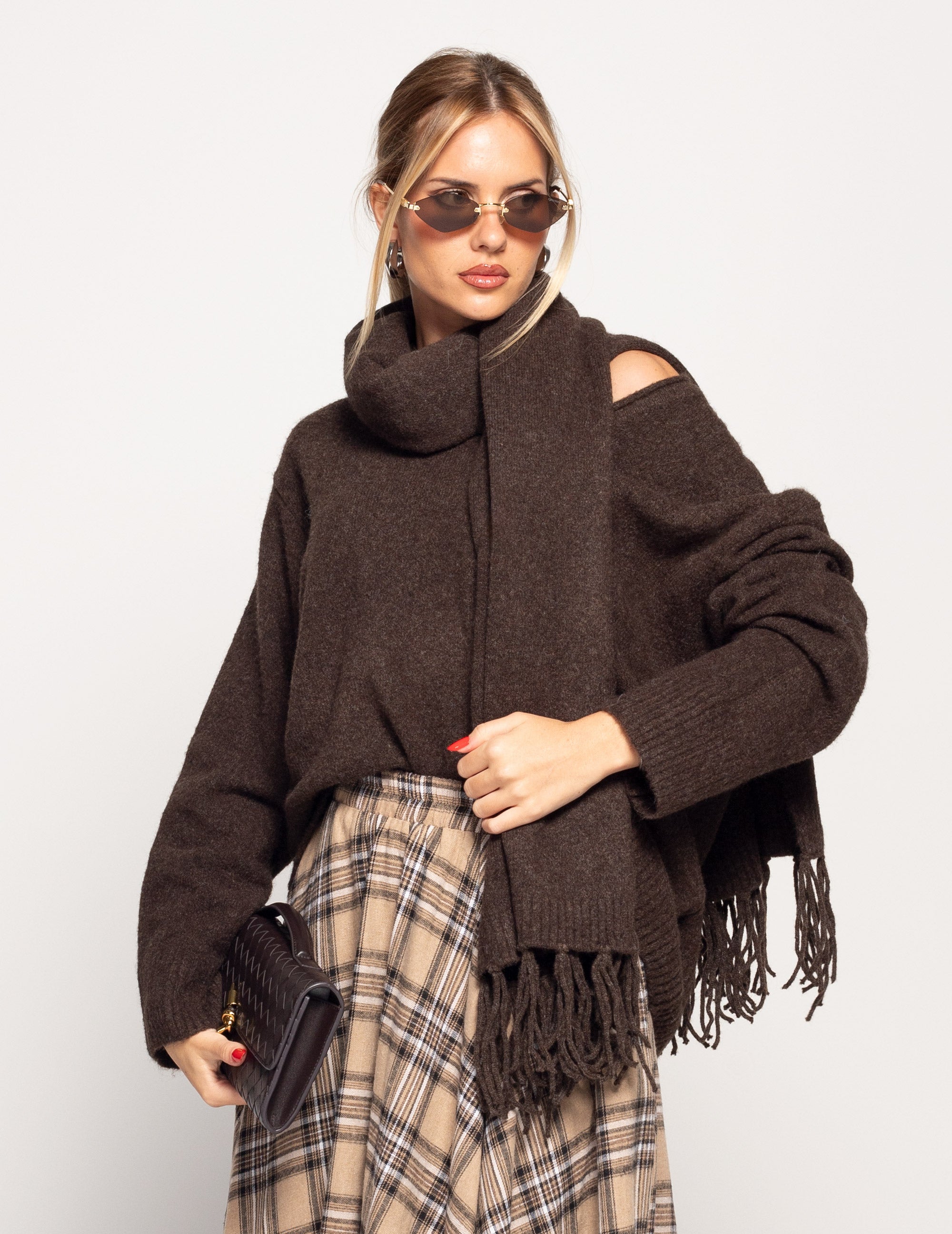 Camisola Ti.Amo De Malha Mistura De Lã Com Echarpe