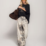 Calça Ti.Amo De Ganga Wide Leg Efeito Desgaste