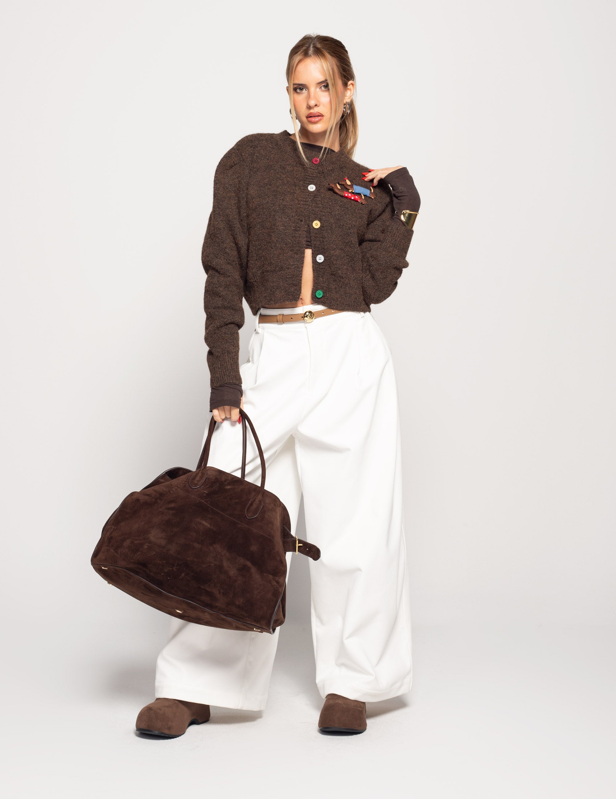 Calça Ti.Amo De Ganga Wide Leg Com Cinto