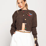 Casaco Ti.Amo Cropped Malha Mistura De Lã