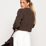 Casaco Ti.Amo Cropped Malha Mistura De Lã