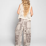 Calça Ti.Amo Estampado Indígena Mistura De Linho