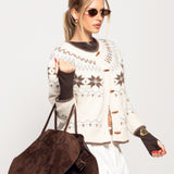 Casaco Ti.Amo Malha Mistura De Lã Flocos De Neve