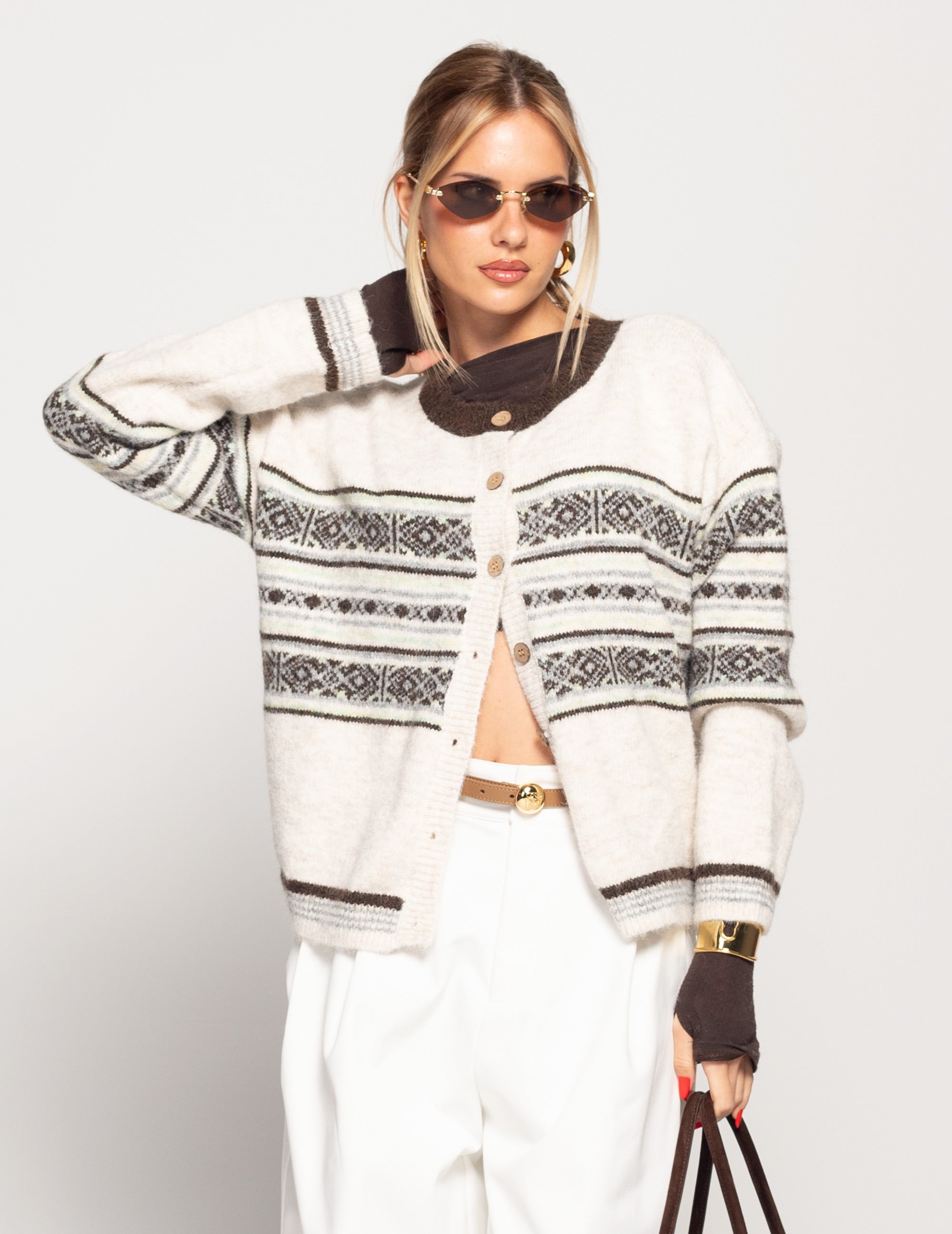 Casaco Ti.Amo Malha Listas Patchwork