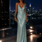 Vestido Longo Glamour De Lantejoulas Aplicação Rosa