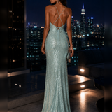 Vestido Longo Glamour De Lantejoulas Aplicação Rosa