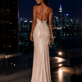 Vestido Longo Glamour De Lantejoulas Aplicação Rosa