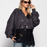 Bomber Ti.Amo Cropped Botões Irreverentes