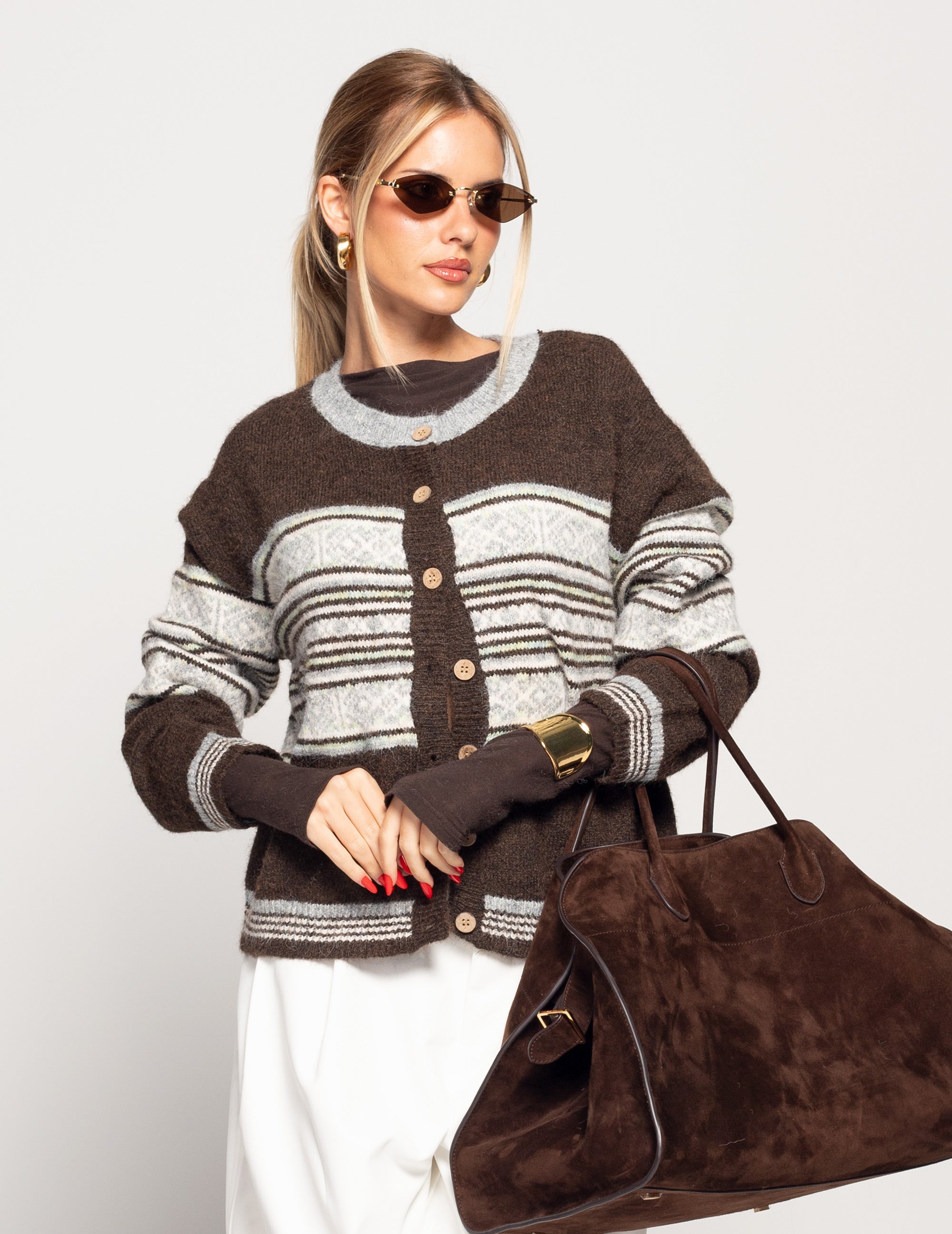 Casaco Ti.Amo Malha Listas Patchwork