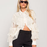 Camisa Ti.Amo Guipura Com Aplicações De Strass & Pérolas