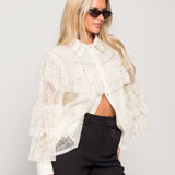Camisa Ti.Amo Guipura Com Aplicações De Strass & Pérolas
