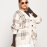 Casaco Ti.Amo De Malha Linhas Tartan