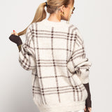 Casaco Ti.Amo De Malha Linhas Tartan