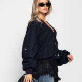 Bomber Ti.Amo Cropped Botões Irreverentes