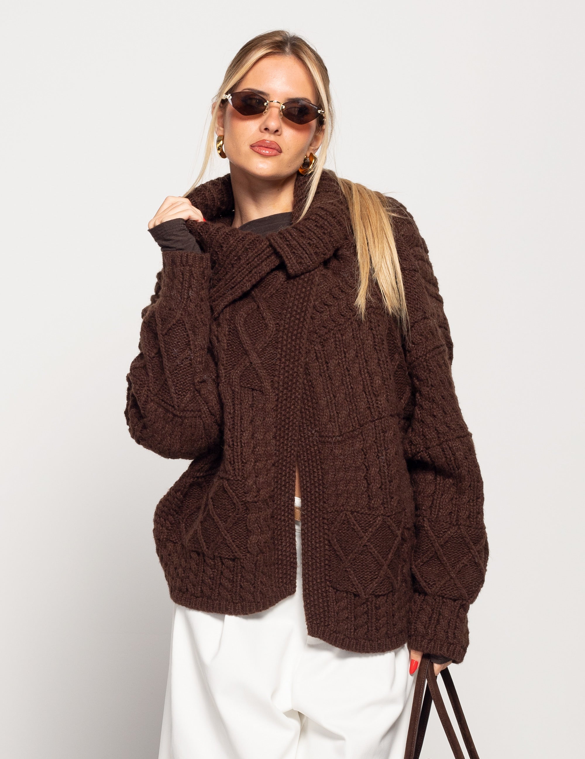 Casaco Ti.Amo De Malha Mistura De Lã Entrelaçado Com Padrão