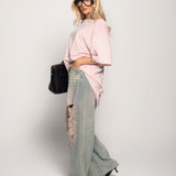 Calça Ti.Amo De Ganga Wide Leg Strass & Rasgos