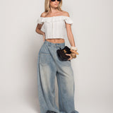 Calça Ti.Amo De Ganga Wide Leg Com Brilhos Aplicados
