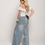 Calça Ti.Amo De Ganga Wide Leg Com Brilhos Aplicados