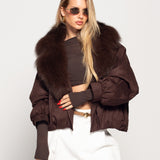 Blusão Ti.Amo Acolchoado Com Pêlo Natural Raposa Na Gola