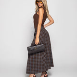 Vestido Ti.Amo Off Shoulder Xadrez Incorporado
