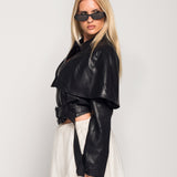 Casaco Ti.Amo Cropped Oversize Efeito Pele