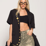 Blazer Ti.Amo Aplicações Douradas Com Motivos