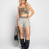 Top Ti.Amo Assimétrico Estampado Patchwork