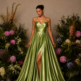 Vestido Longo Efeito Folhos Abertura Lateral
