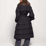 Blusão Ti.Amo Glamour De Penas De Ganso Pêlo Raposa Com Cinto