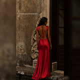 Vestido Longo Glamour Acetinado Premium Costas Abertas