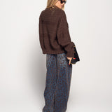 Calça Ti.Amo De Ganga Wide Leg Print Leopardo Aveludado