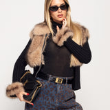 Casaco Ti.Amo De Malha Cropped Com Pêlo