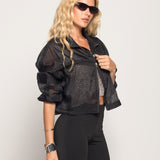 Bomber Ti.Amo Cropped Com Faixa Em Rede