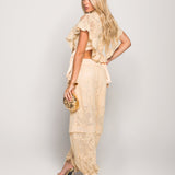 Twinset Ti.Amo Top De Renda Trabalhado Com Fitas + Pantalona De Renda