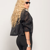 Bomber Ti.Amo Cropped Com Faixa Em Rede