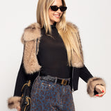 Casaco Ti.Amo De Malha Cropped Com Pêlo