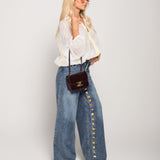 Calça Ti.Amo De Ganga Aplicação De Botões Dourados Com Motivos