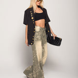 Calça Ti.Amo De Ganga Wide Leg Jacquard Brilhos