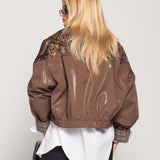 Bomber Ti.Amo Efeito Pele Bordados Missangas