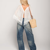 Calça De Ganga Wide Leg Efeito Envelope