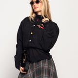 Casaco Ti.Amo Cropped Malha Mistura De Lã