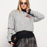 Casaco Ti.Amo Cropped Malha Mistura De Lã