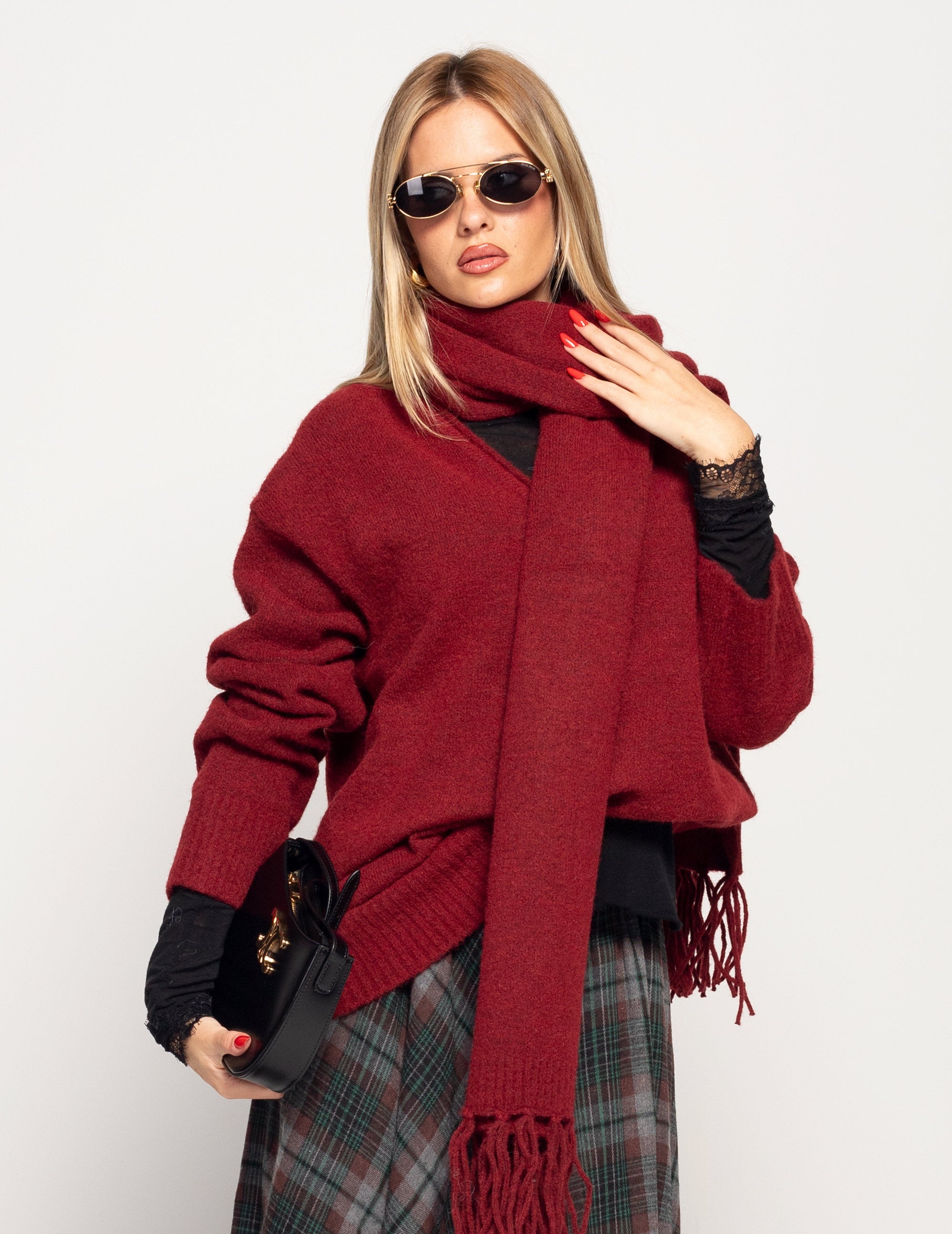 Camisola Ti.Amo De Malha Mistura De Lã Com Echarpe