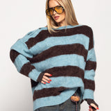 Camisolão Ti.Amo De Malha Mistura De Lã Off Shoulder Com Riscas