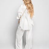 Twinset  Ti.Amo 100% Linho Camisa + Calça Atilho Franjas