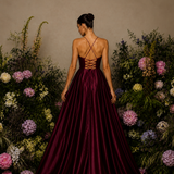 Vestido Longo Efeito Folhos Abertura Lateral