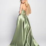 Vestido Longo Glamour Decote Drapeado Detalhe Missangas
