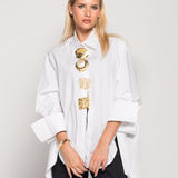 Camisa Ti.Amo Botões Com Ilustrações Douradas